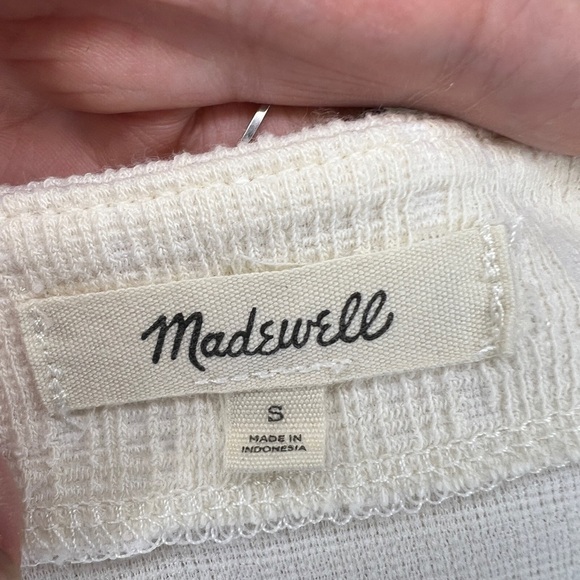 Madewell Womens S Ivory Bleached Linen Textured Knit Apron Tank Top - Picture 4 of 5